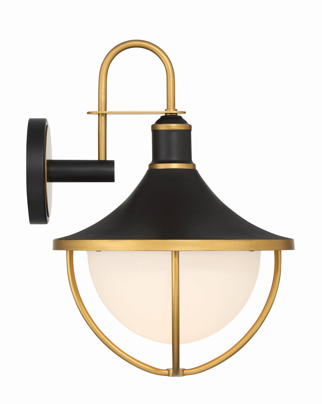 Crystorama Atlas 1 Light Matte Black + Textured Gold Outdoor Sconce