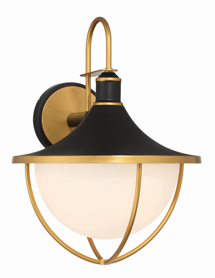 Crystorama Atlas 3 Light Matte Black + Textured Gold Outdoor Sconce