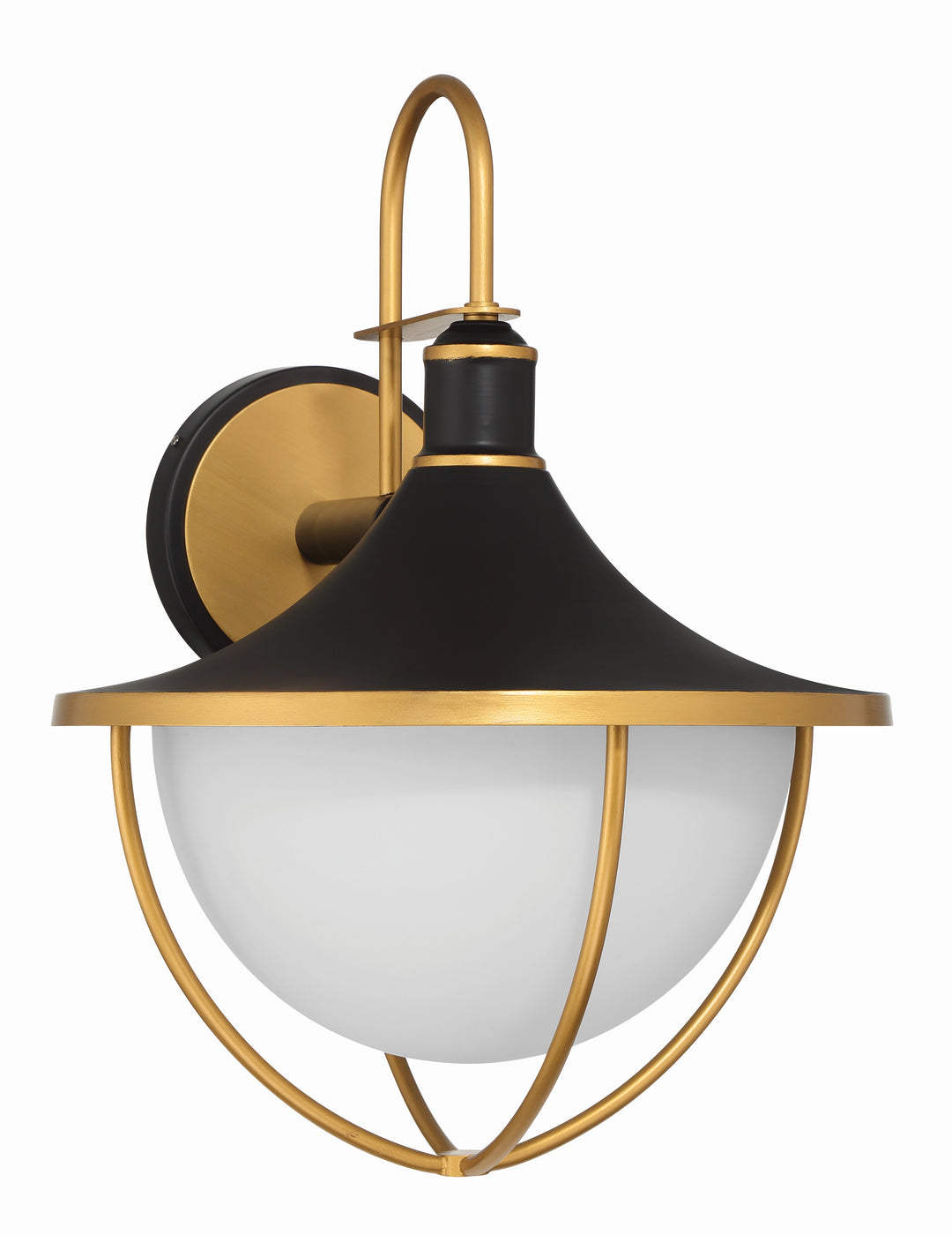 Crystorama Atlas 3 Light Matte Black + Textured Gold Outdoor Sconce