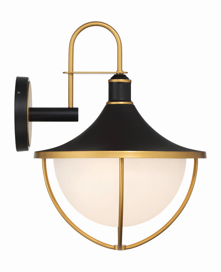 Crystorama Atlas 3 Light Matte Black + Textured Gold Outdoor Sconce