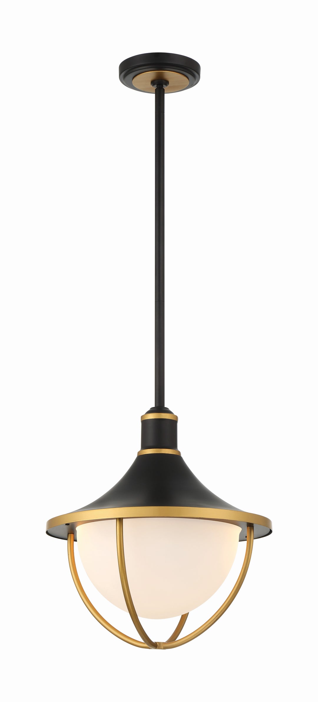 Atlas 3 Light Matte Black + Textured Gold Outdoor Pendant