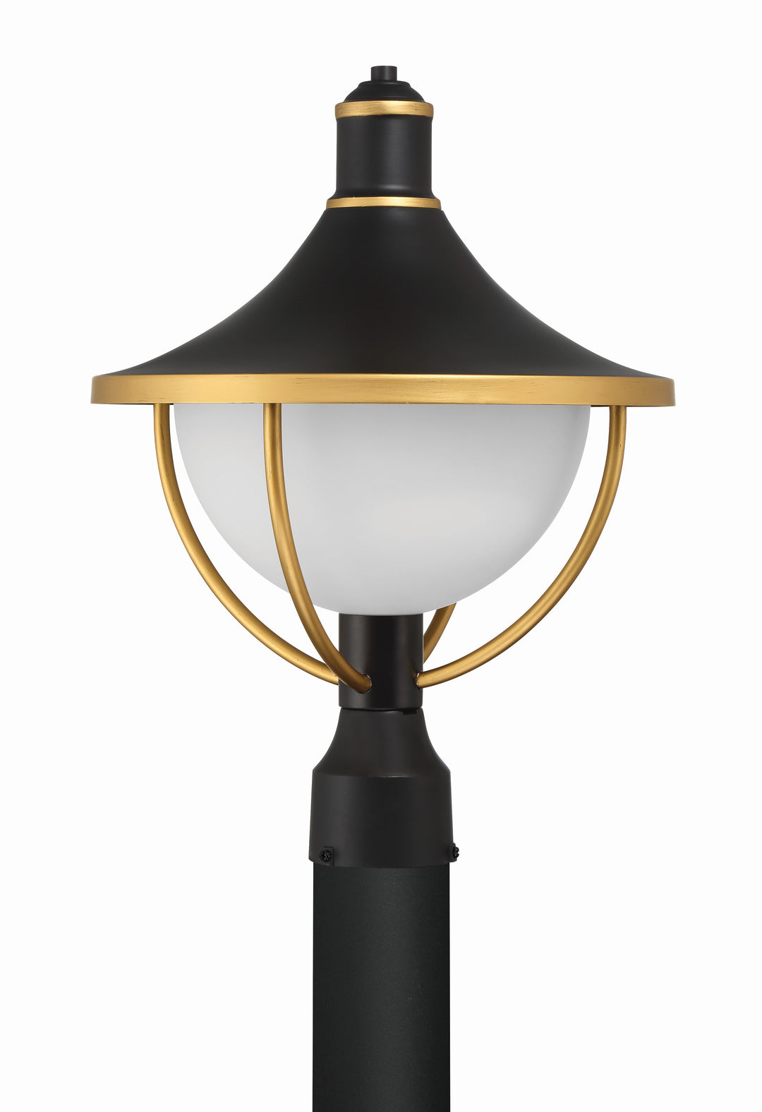 Crystorama Atlas 1 Light Matte Black + Textured Gold Outdoor Post