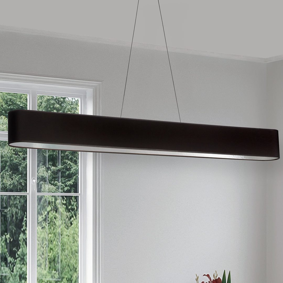 Dainolite 30W Horizontal Matte Black Pendant with Black/Gold Shade