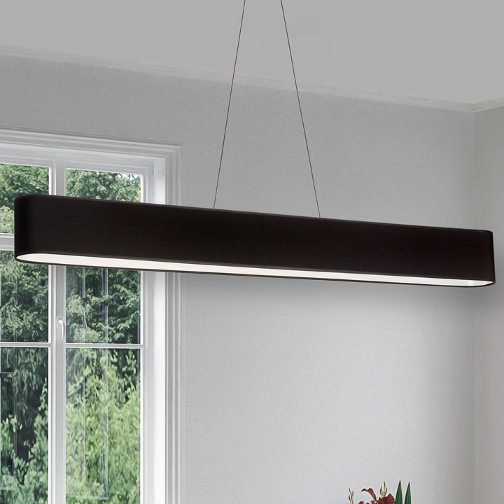 Dainolite 30W Horizontal Matte Black Pendant with Black/Gold Shade