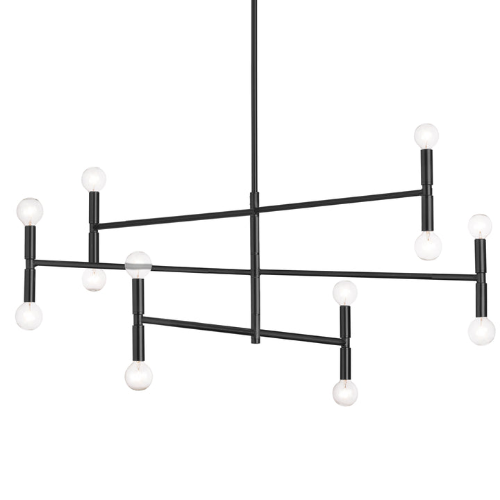 Dainolite 12 Light Incandescent Matte Black Chandelier