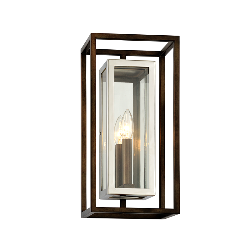 Morgan Wall Sconce 15" - Bronze With Polished Stainless