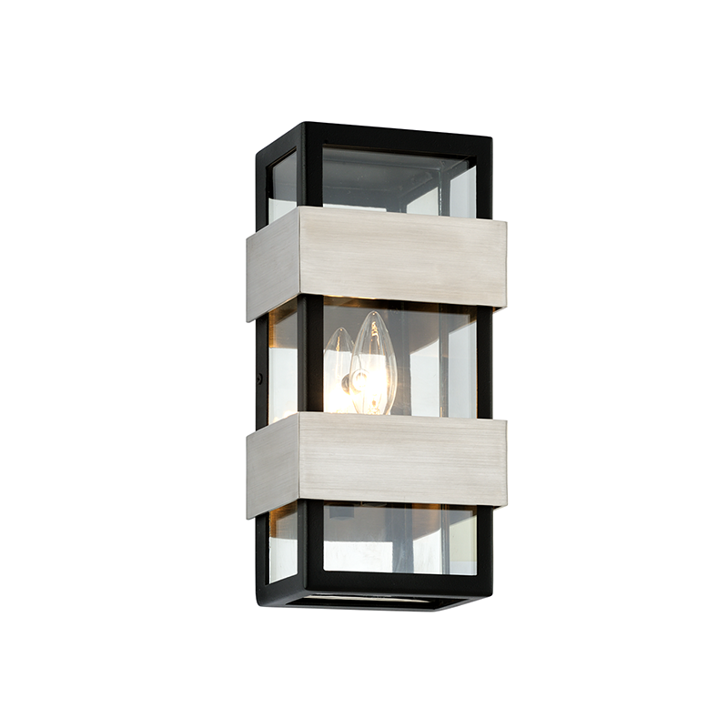 Dana Point Wall Sconce 12" - Black With Brushed Stainless