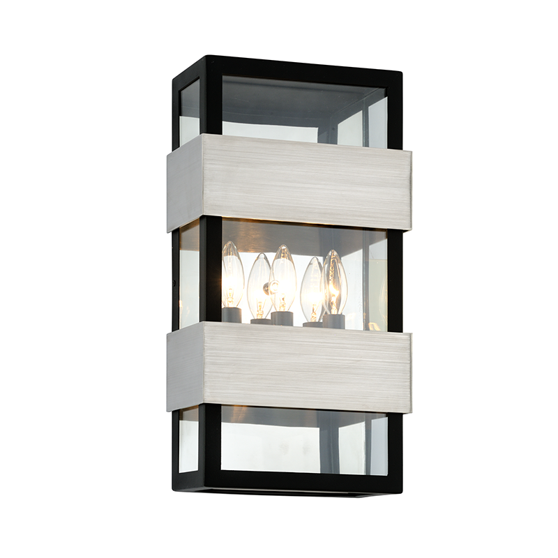 Dana Point Wall Sconce 18" - Black With Brushed Stainless