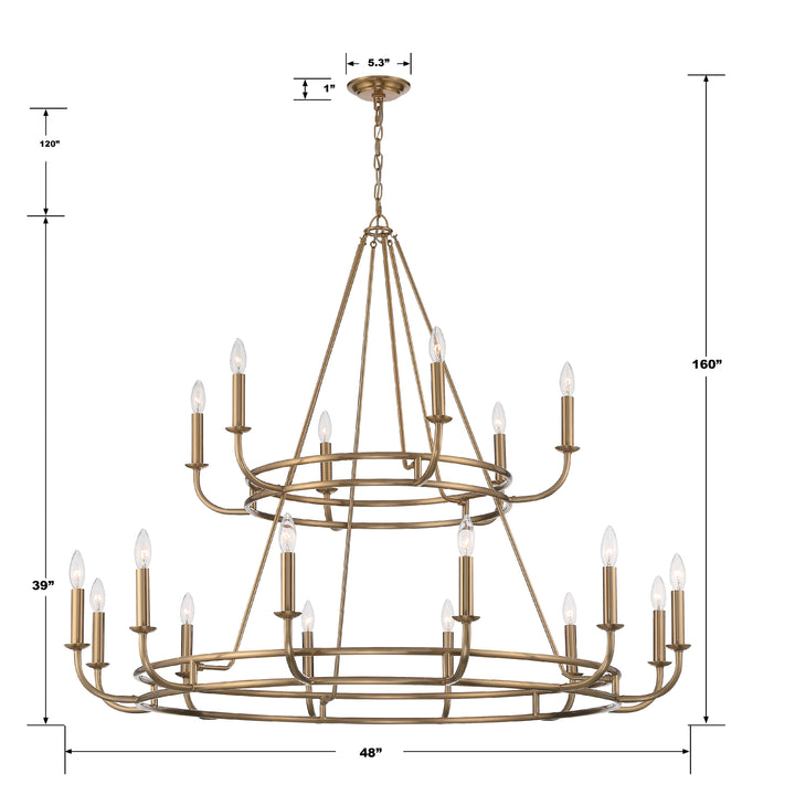 Crystorama Bailey 18 Light Aged Brass Chandelier