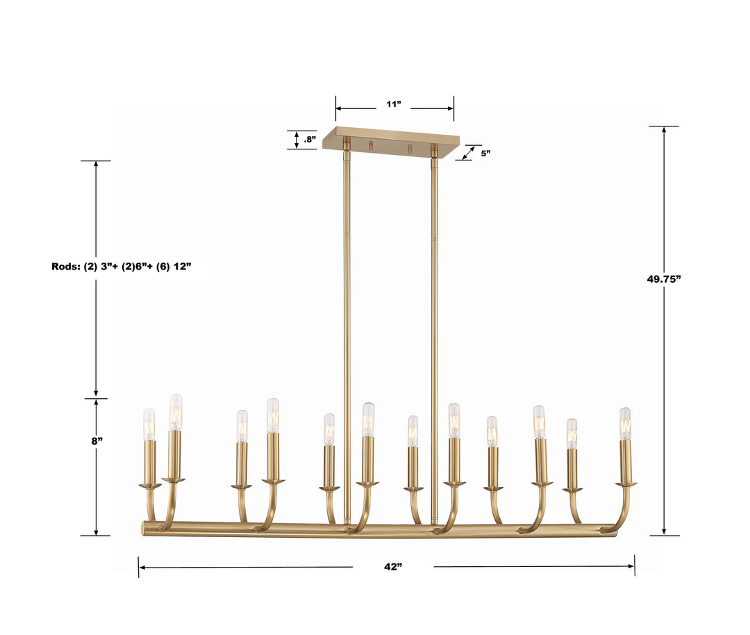 Crystorama Bailey 12 Light Aged Brass Chandelier