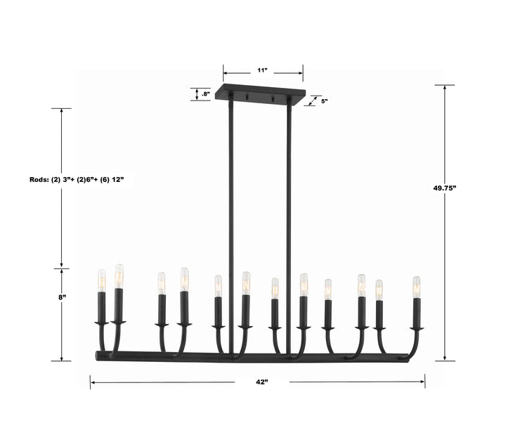 Crystorama Bailey 12 Light Aged Brass Chandelier