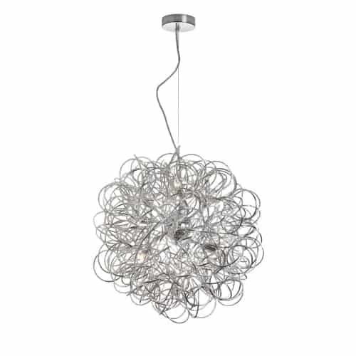 Dainolite 6 Light Tubular Pendant, Polished Chrome Finish