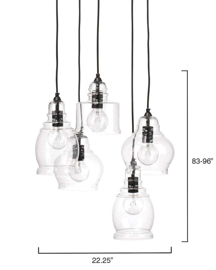 5 Light Pendant-Clear