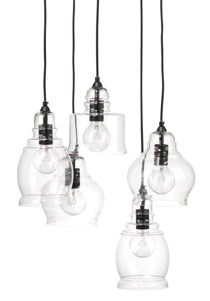 5 Light Pendant-Clear