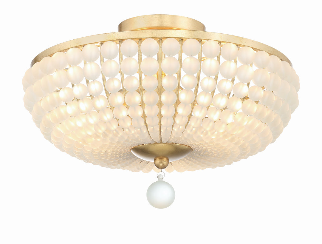 Crystorama Bella 3 Light Antique Gold Semi Flush Mount