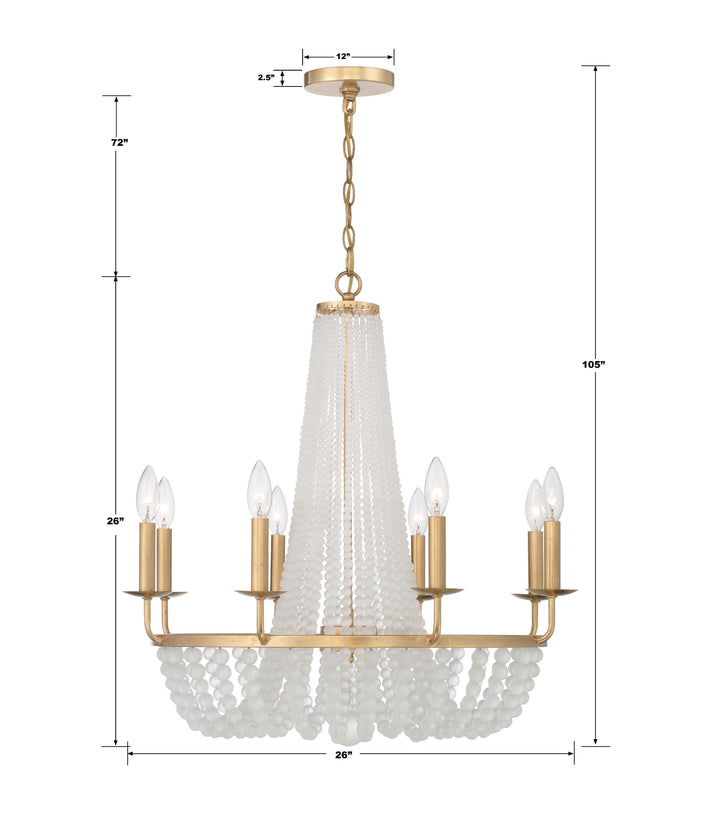 Crystorama Bella 8 Light Antique Gold Chandelier