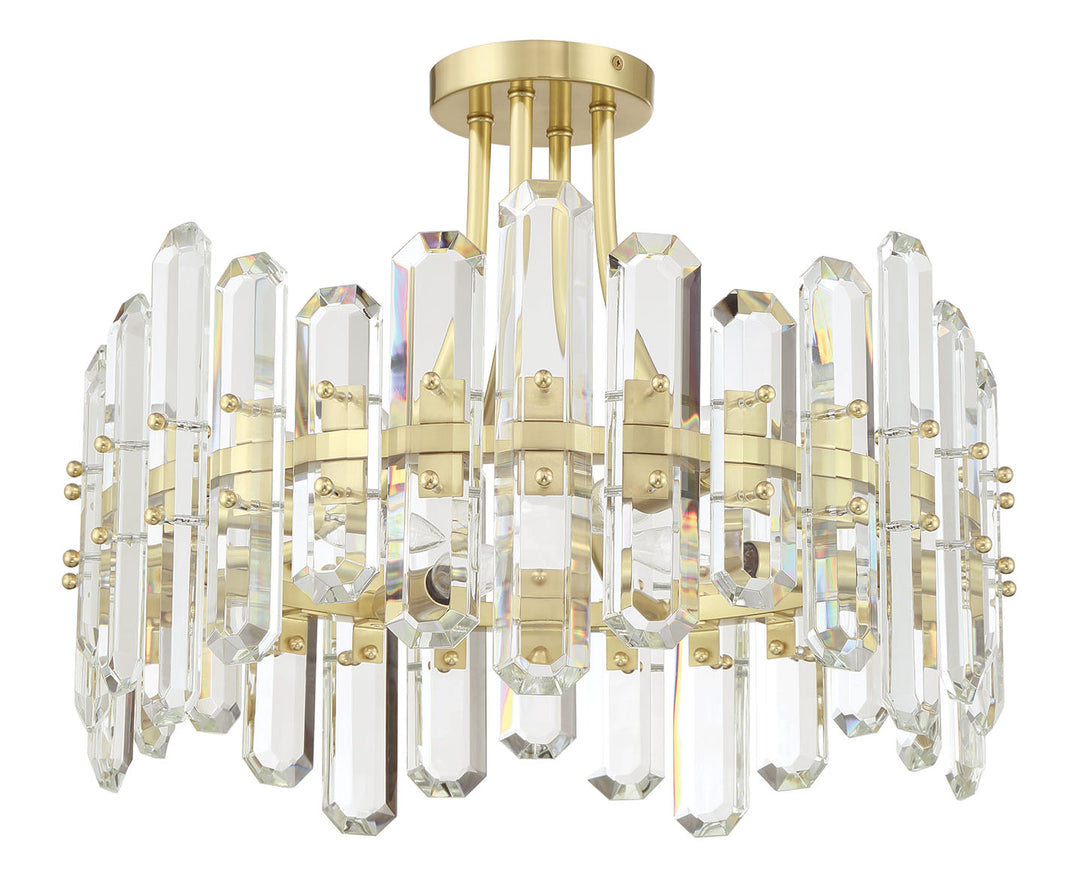 Crystorama Bolton 4 Light Aged Brass Semi Flush Mount