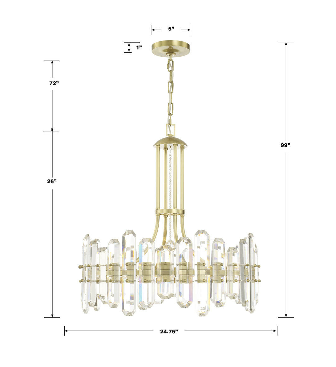 Crystorama Bolton 8 Light Aged Brass Chandelier