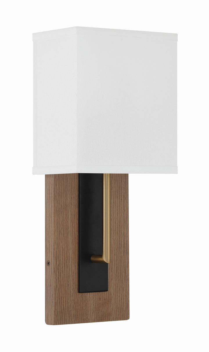 Crystorama Brent 1 Light Matte Black + Vibrant Gold Sconce