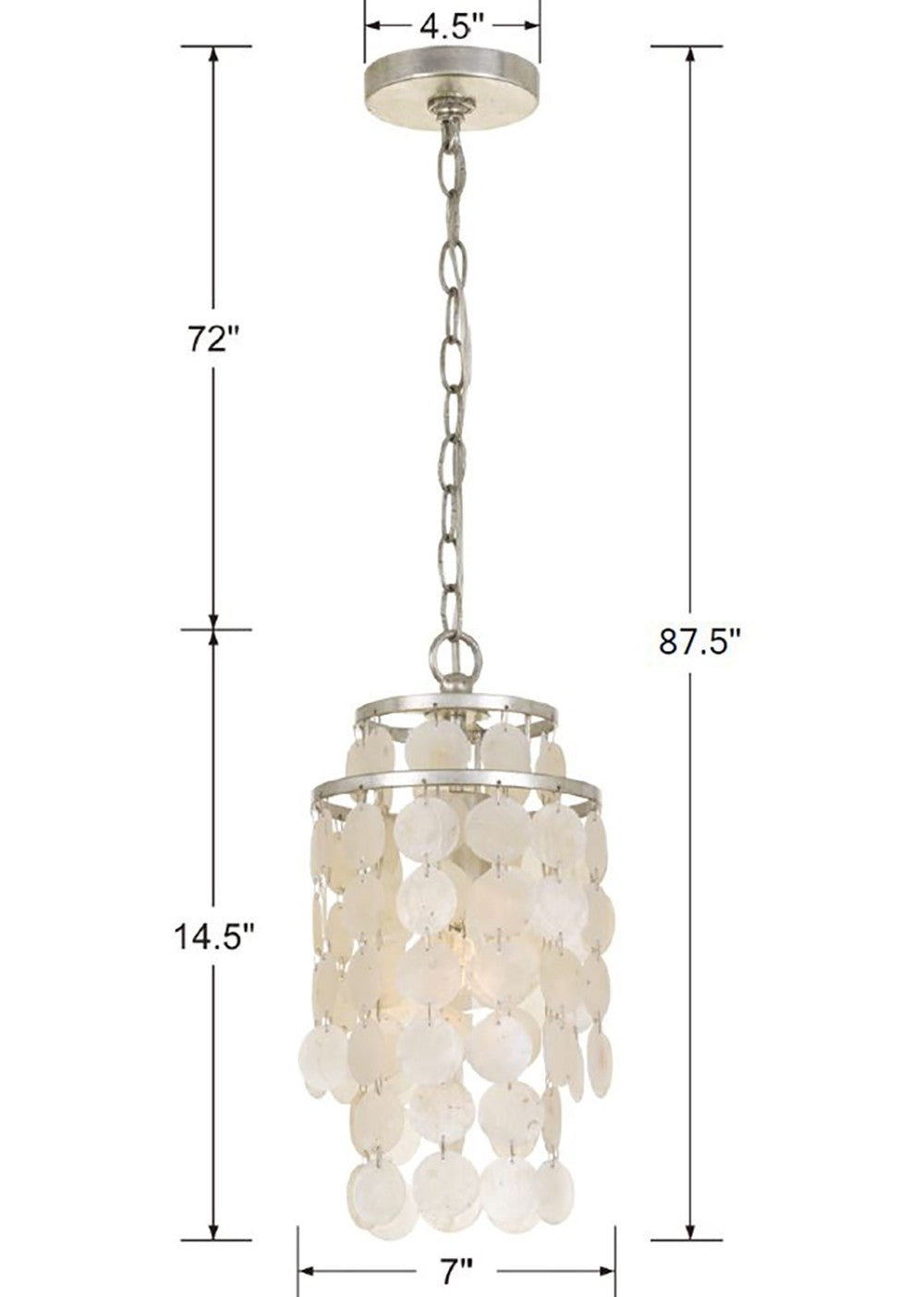 Crystorama Brielle 1 Light Antique Silver Mini Pendant