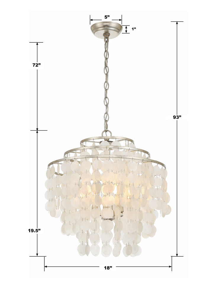 Crystorama Brielle 4 Light Antique Silver Chandelier