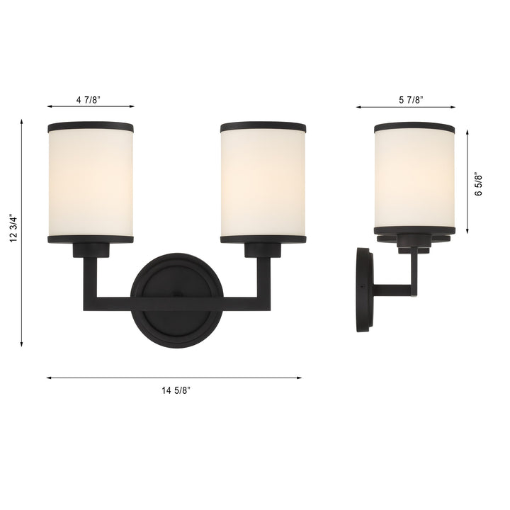 Crystorama Bryant 2 Light Black Forged Sconce