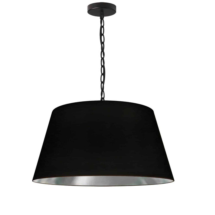 Dainolite 1 Light Brynn Medium Pendant, Black/Silver Shade, Black