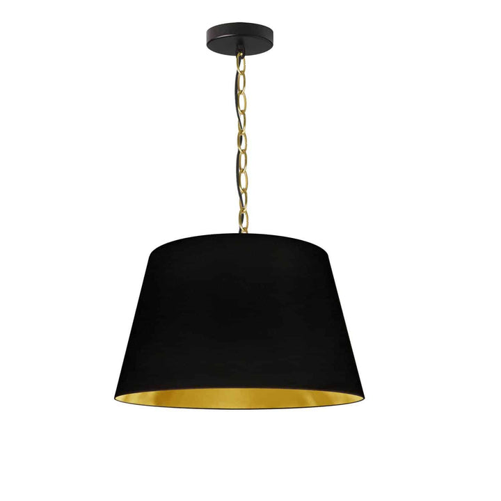 Dainolite 1 Light Brynn Small Pendant, Black/Gold Shade, Aged Brass