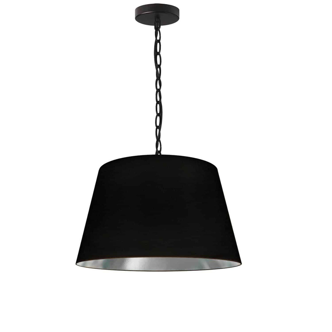 Dainolite 1 Light Brynn Small Pendant, Black/Gold Shade, Aged Brass