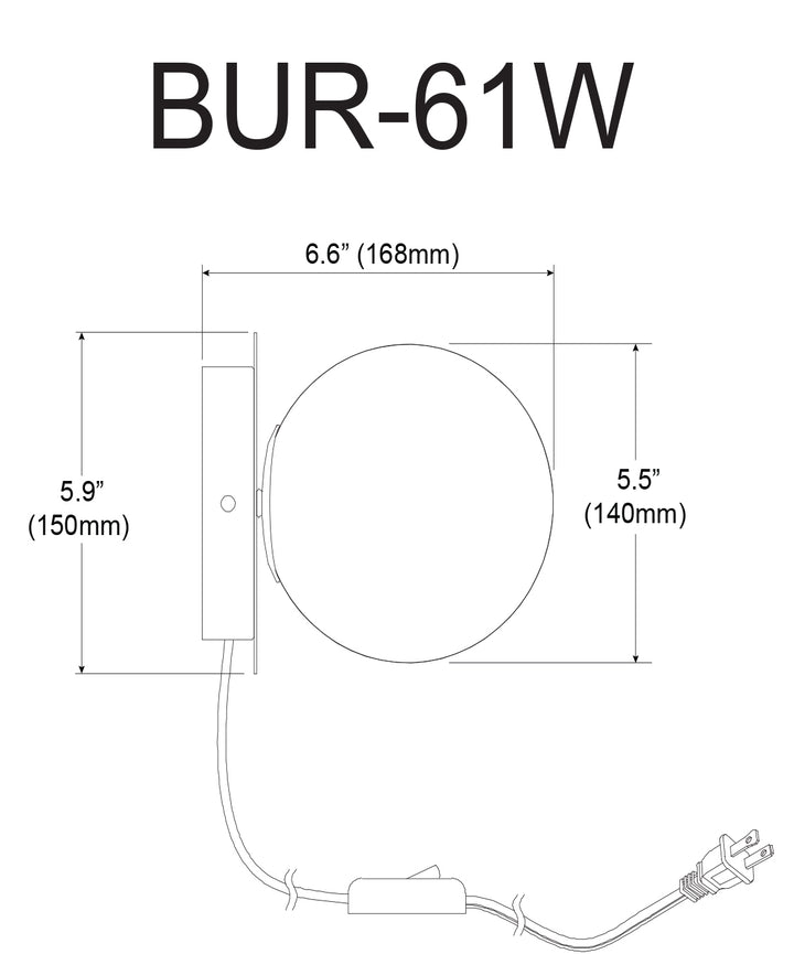 Dainolite 25W Halogen Burlat Wall Lamp w/ White Glass