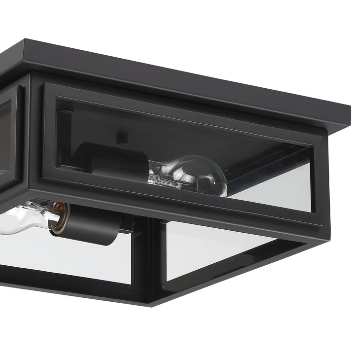 Crystorama Byron 2 Light Matte Black Outdoor Flush Mount