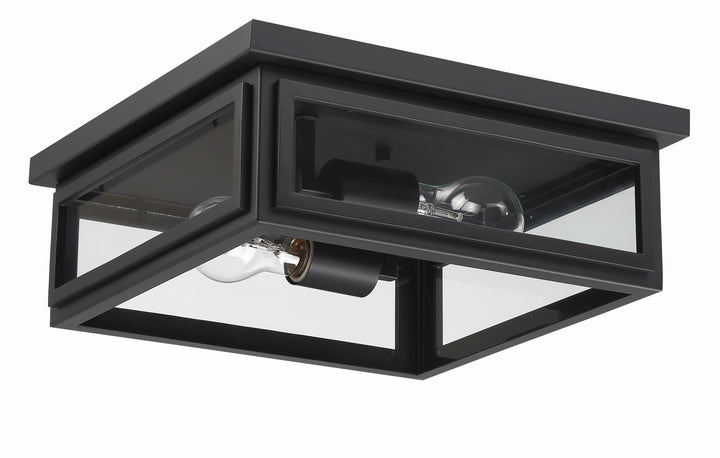 Crystorama Byron 2 Light Matte Black Outdoor Flush Mount