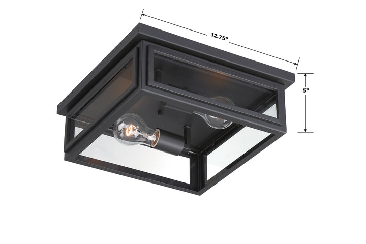 Crystorama Byron 2 Light Matte Black Outdoor Flush Mount