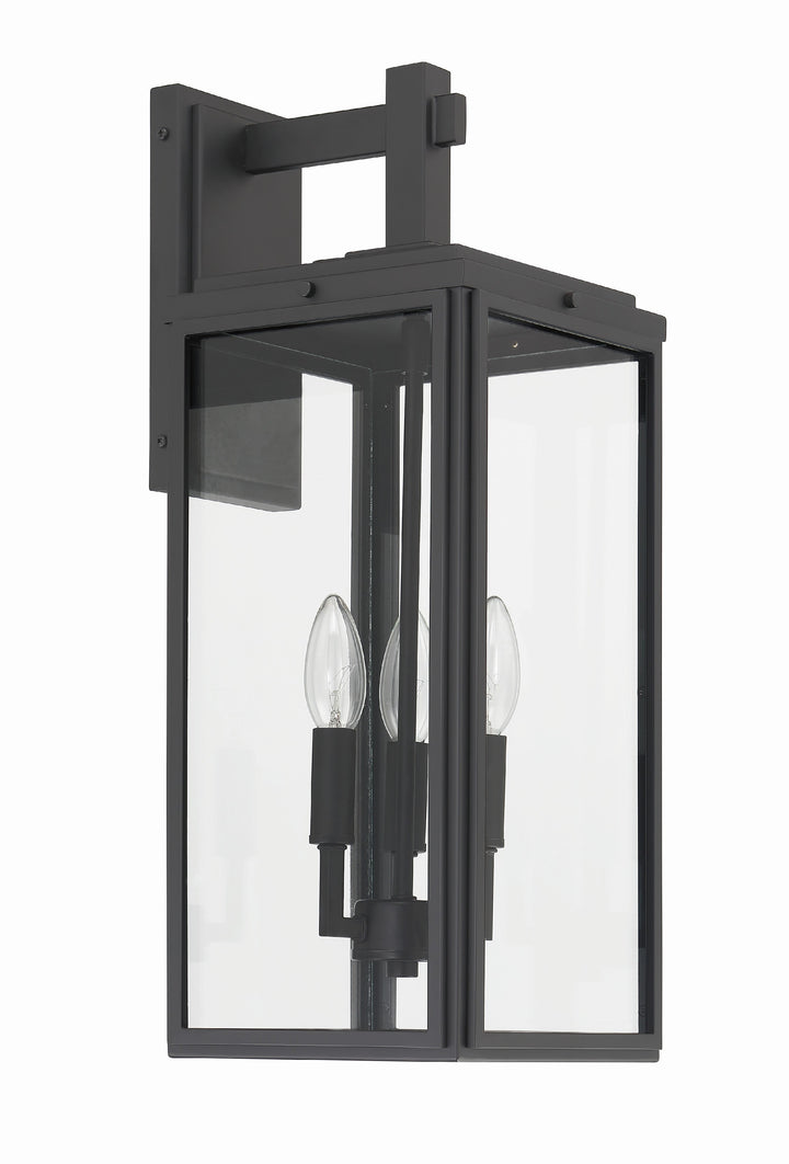 Crystorama Byron 3 Light Matte Black Outdoor Sconce