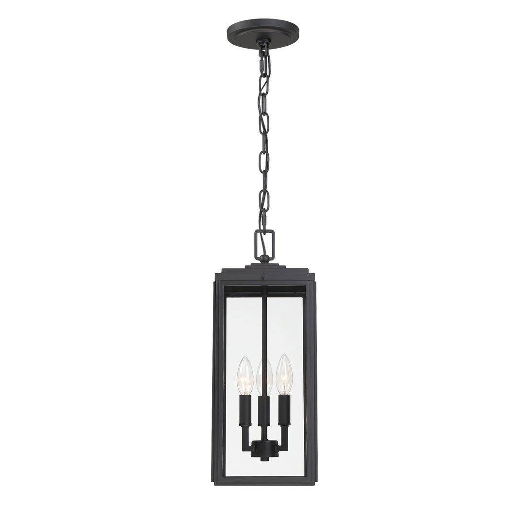 Crystorama Byron 3 Light Matte Black Outdoor Pendant