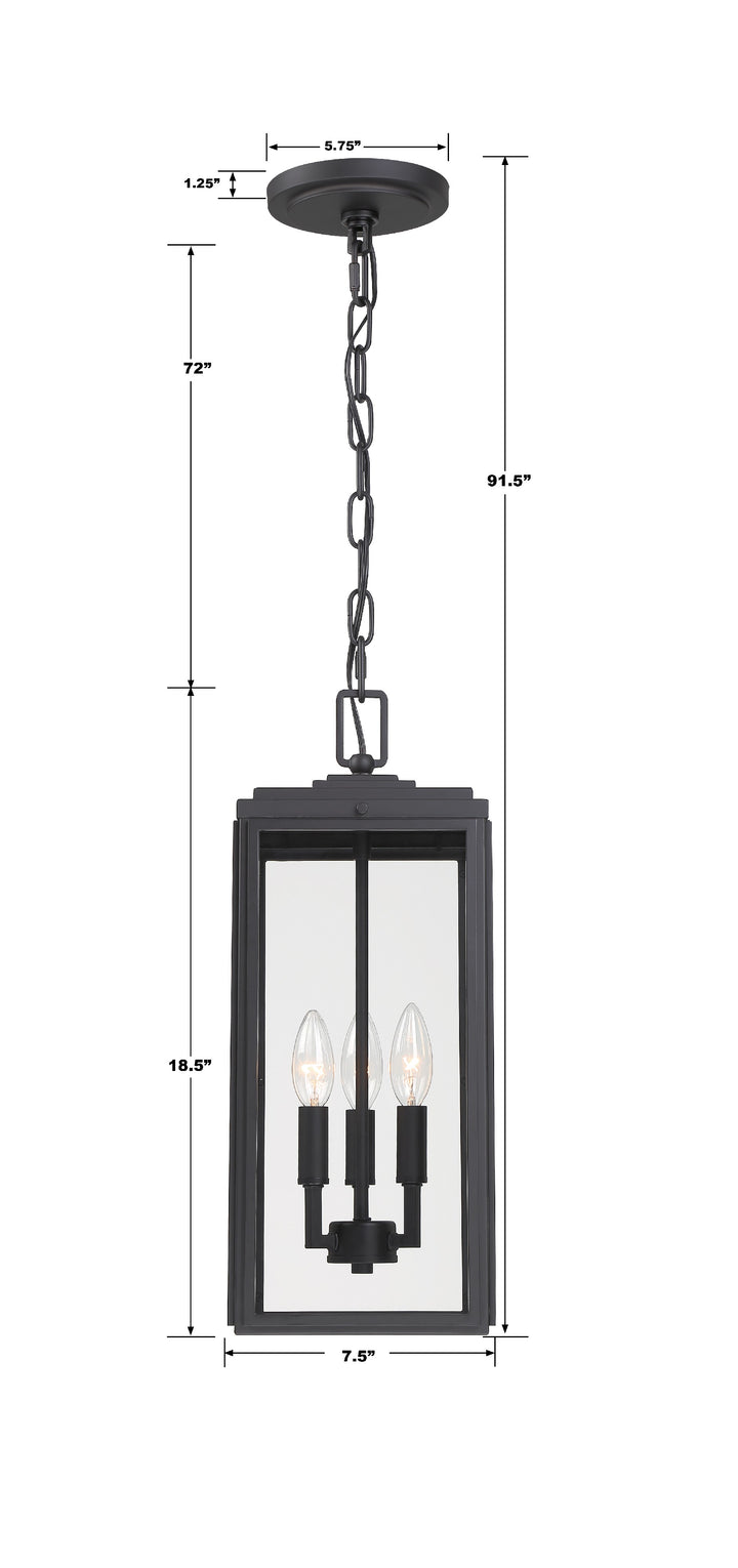 Crystorama Byron 3 Light Matte Black Outdoor Pendant