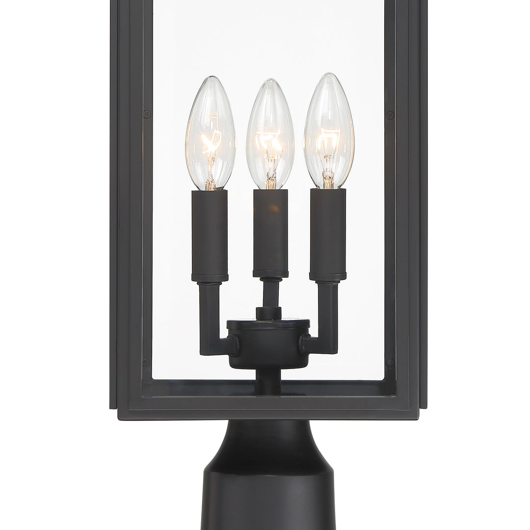 Crystorama Byron 3 Light Matte Black Outdoor Post