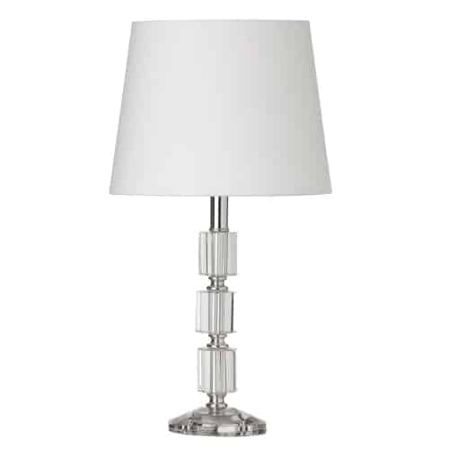 Dainolite 1 Light Crystal Table Lamp, Polished Chrome, White Shade