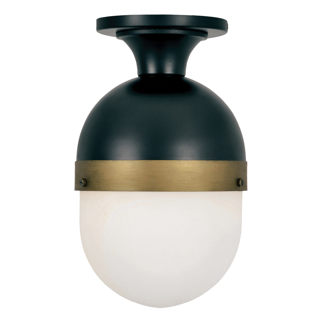 Crystorama Brian Patrick Flynn Capsule 1 Light Matte Black + Textured Gold Outdoor Semi Flush Mount