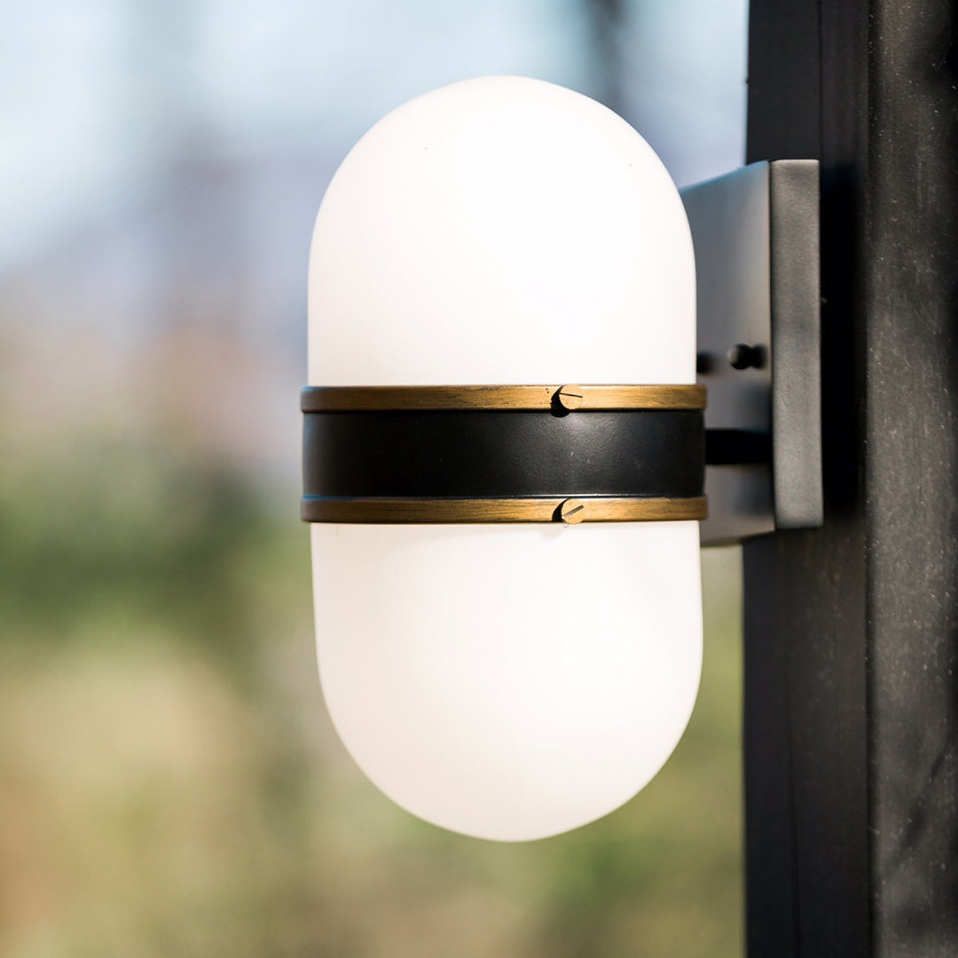 Crystorama Brian Patrick Flynn Capsule 1 Light Matte Black + Textured Gold Outdoor Sconce