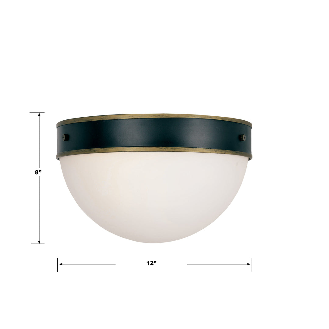 Crystorama Brian Patrick Flynn Capsule 2 Light Matte Black + Textured Gold Outdoor Flush Mount