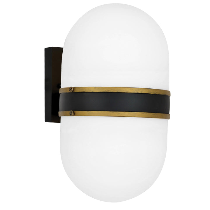 Crystorama Brian Patrick Flynn Capsule 2 Light Matte Black + Textured Gold Outdoor Sconce