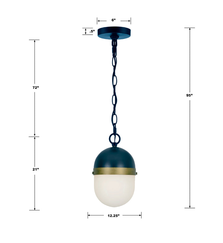 Crystorama Brian Patrick Flynn Capsule 3 Light Matte Black + Textured Gold Outdoor Pendant