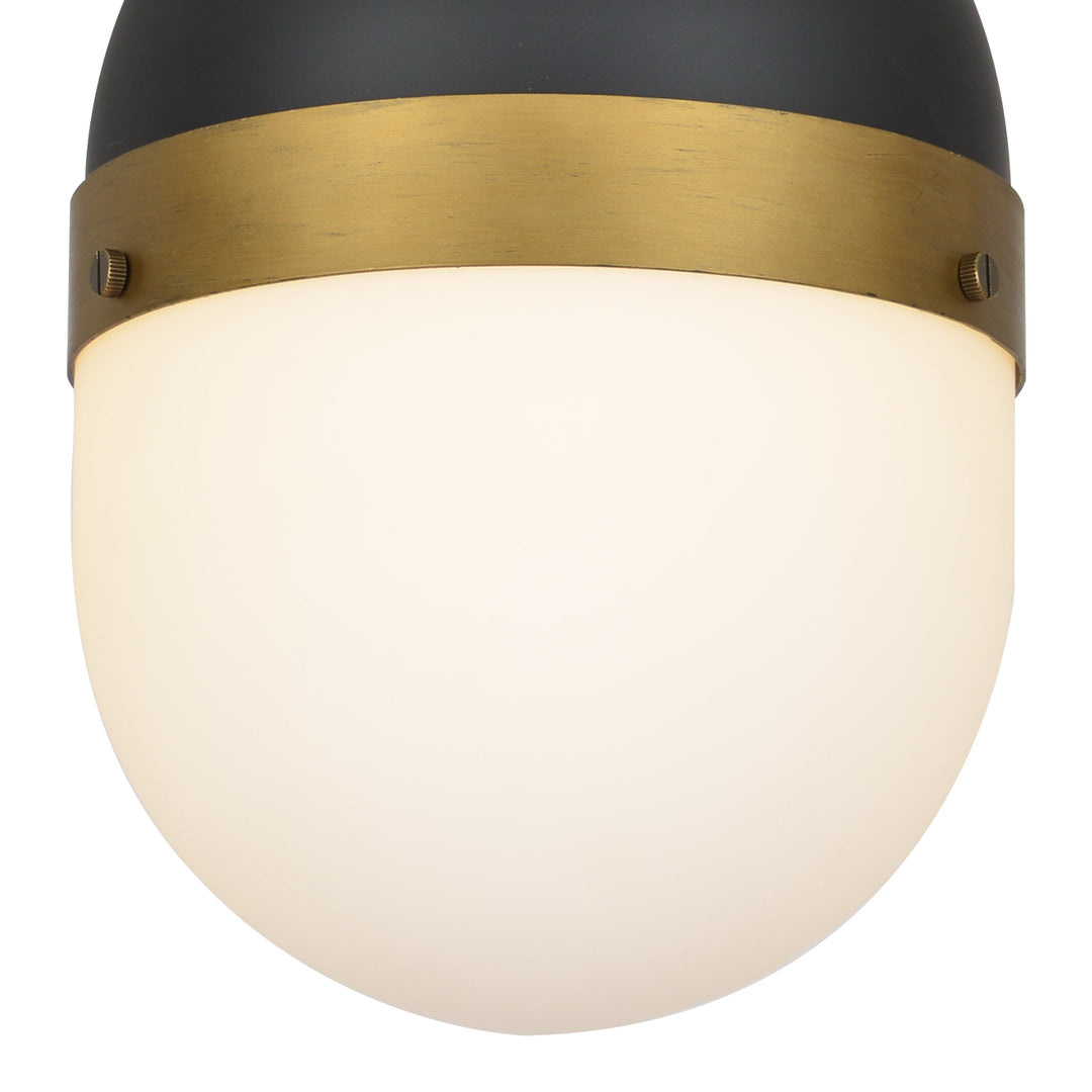 Crystorama Brian Patrick Flynn Capsule 1 Light Matte Black + Textured Gold Outdoor Pendant