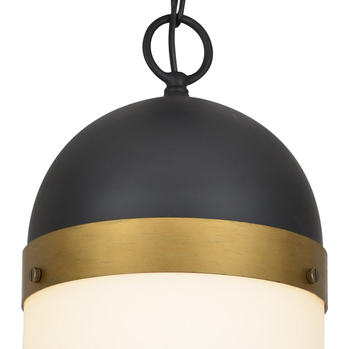 Crystorama Brian Patrick Flynn Capsule 1 Light Matte Black + Textured Gold Outdoor Pendant