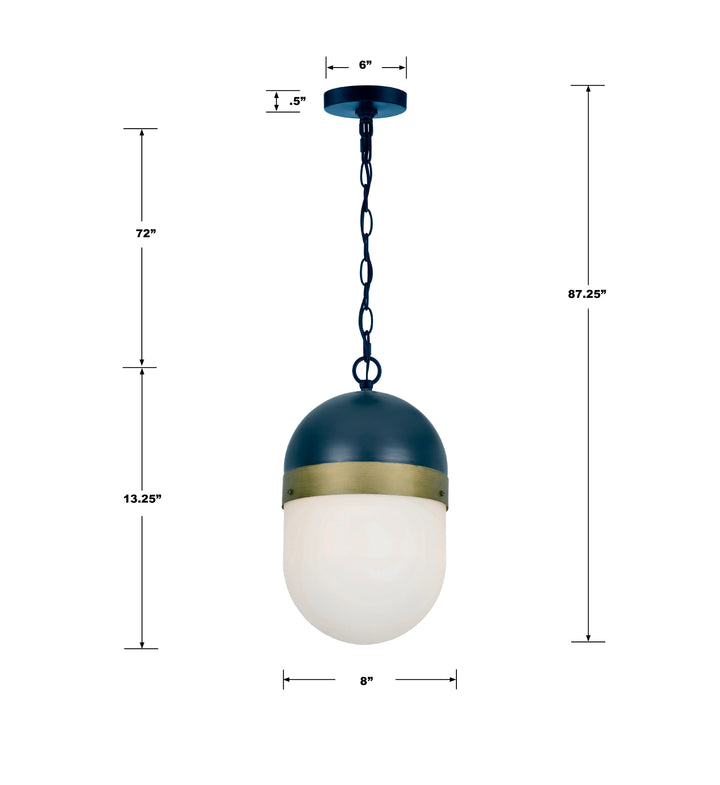 Crystorama Brian Patrick Flynn Capsule 1 Light Matte Black + Textured Gold Outdoor Pendant