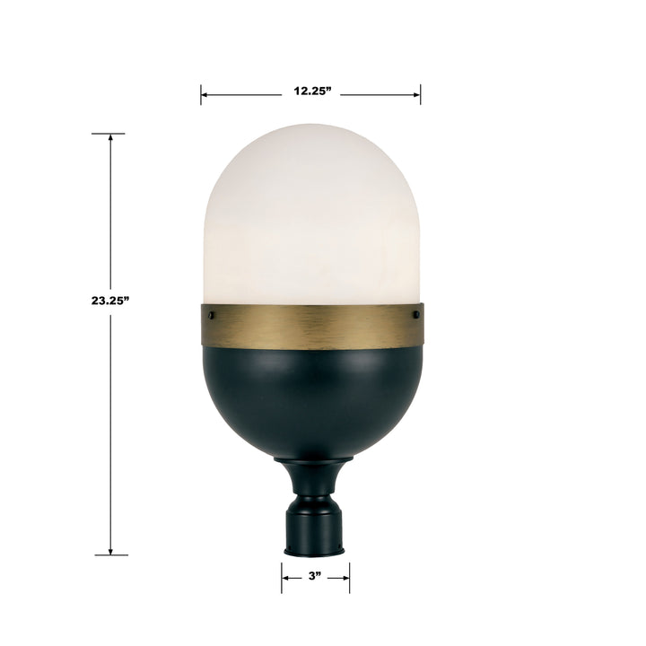 Crystorama Brian Patrick Flynn Capsule 3 Light Matte Black + Textured Gold Outdoor Post