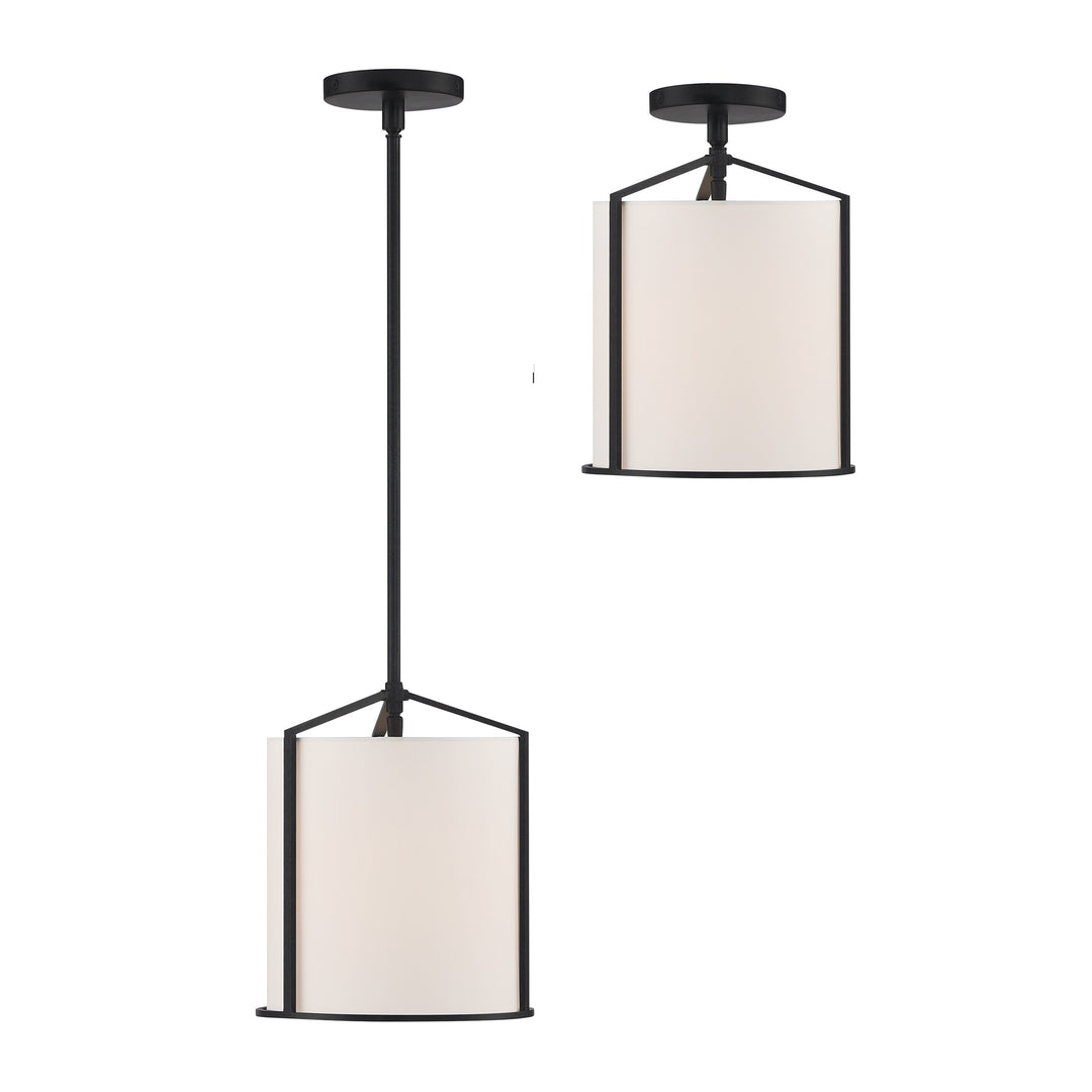 Crystorama Carlyn 1 Light Black Semi Flush Mount