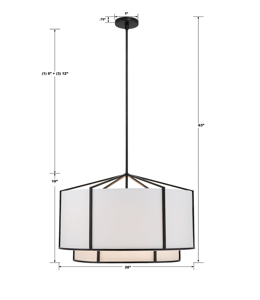 Crystorama Carlyn 6 Light Black Chandelier