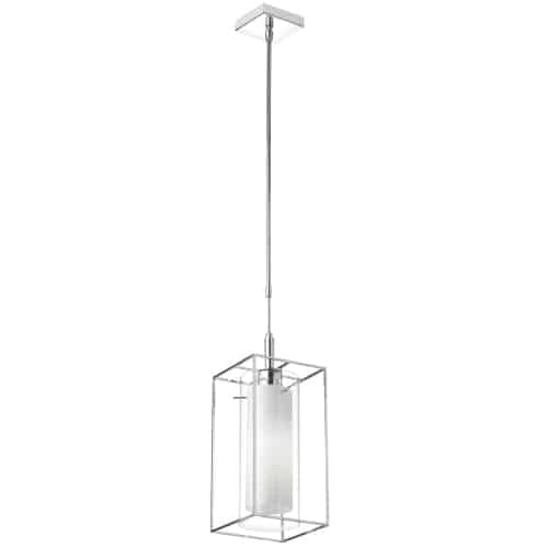 Dainolite 1 Light Rectangular Pendant, Aged Brass Metal Frame with FR/CLR Glass